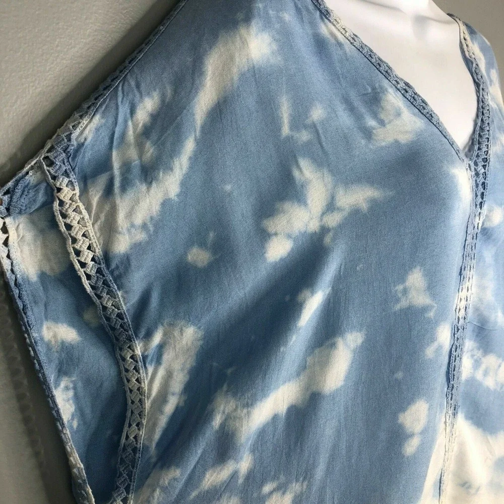 Raviya Tie-Dye Tunic Swimsuit Cover-Up Blue White‎ Women's Size Medium NEW